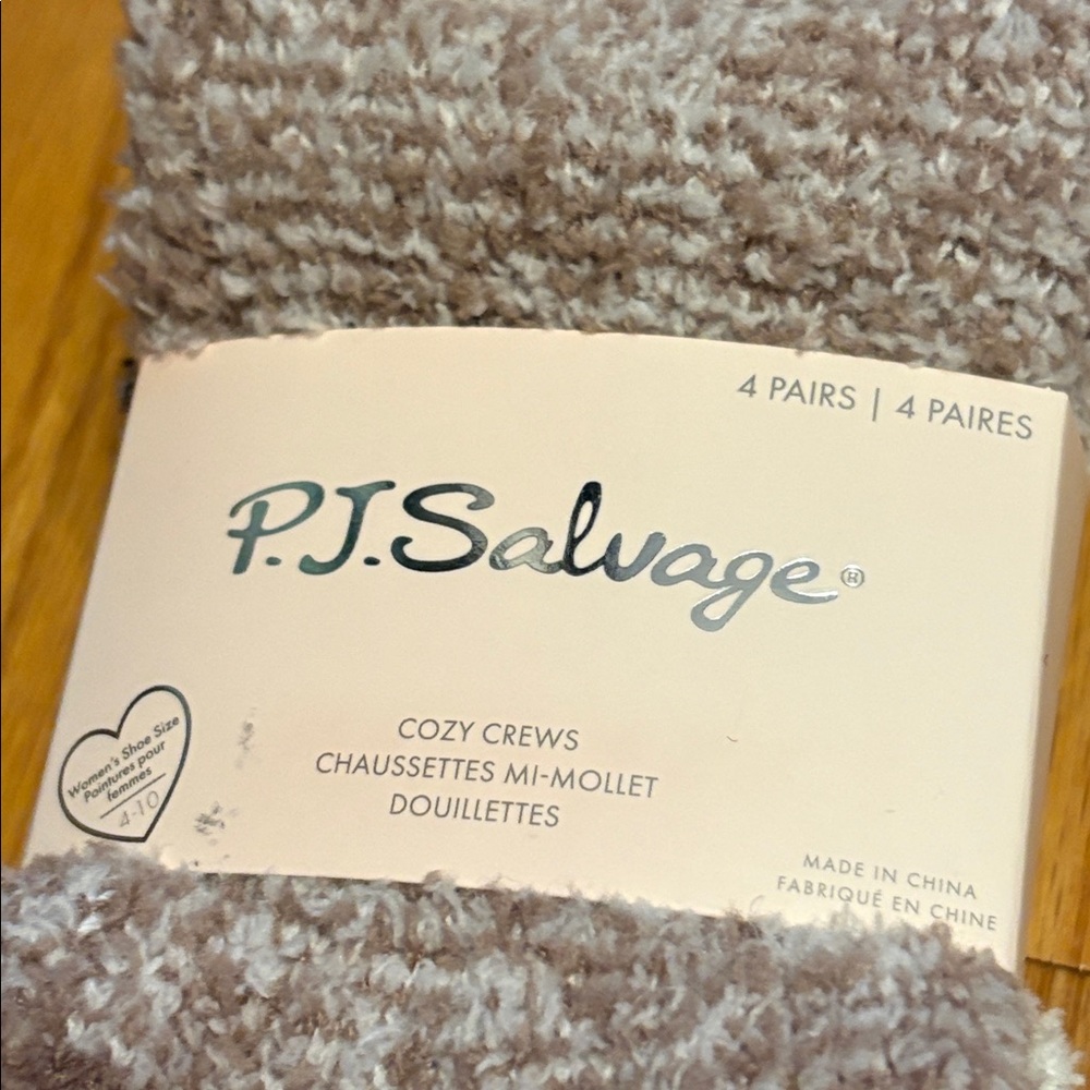 NWT P.J. Salvage Fuzzy Socks in Black, White,Brown, & striped - Picture 2 of 4